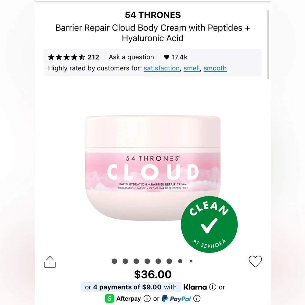 54 Thrones Cloud Rapid Hydration Barrier Cream (Shark Tank( (Sephora)